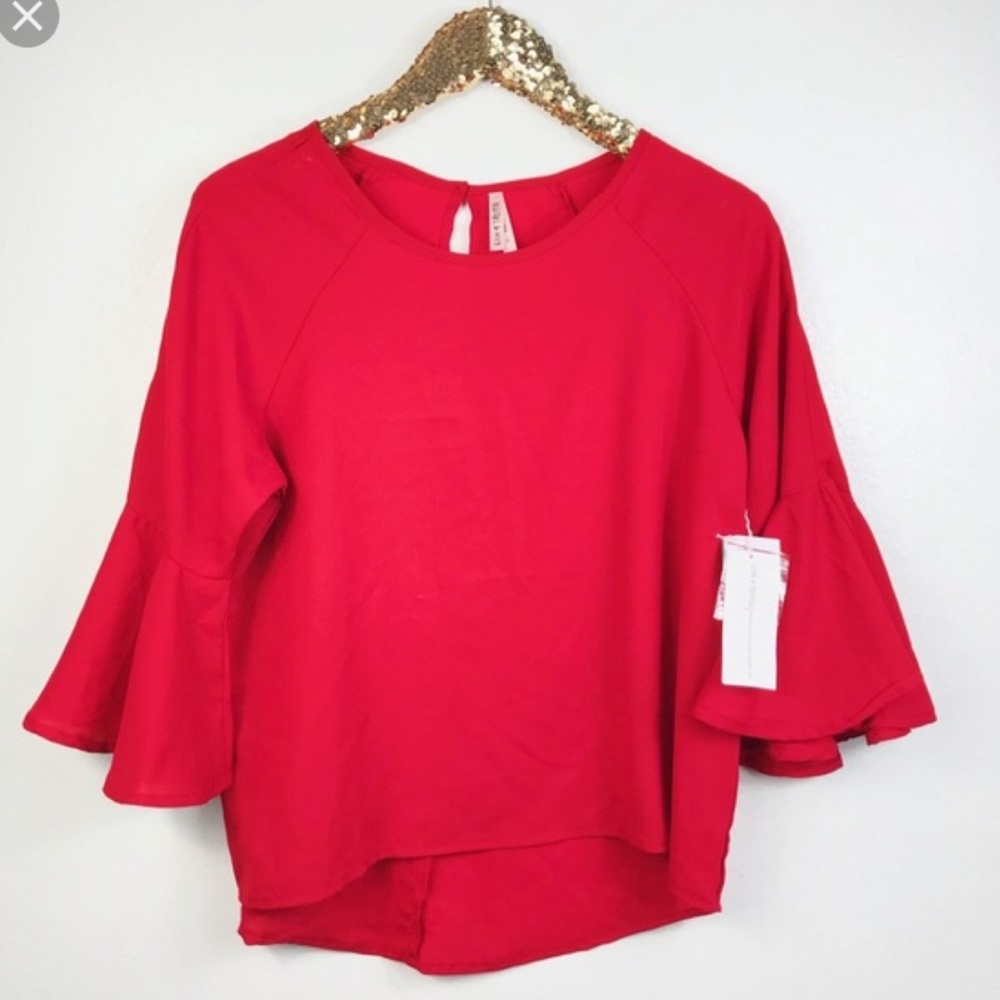 Red Bell Sleeves Top